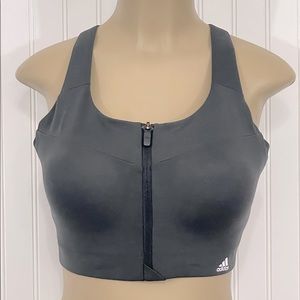 Adidas Black Longline Sports Bra Front Zip Like New 32E (32DD)